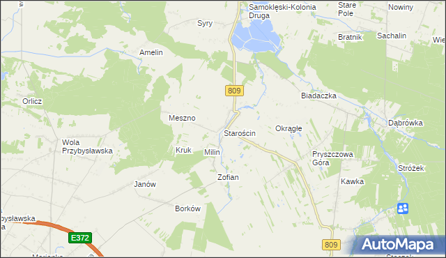 mapa Starościn gmina Kamionka, Starościn gmina Kamionka na mapie Targeo
