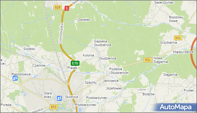 mapa Studzienice gmina Pszczyna, Studzienice gmina Pszczyna na mapie Targeo