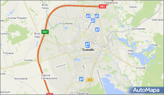 mapa Suwałk, Suwałki na mapie Targeo