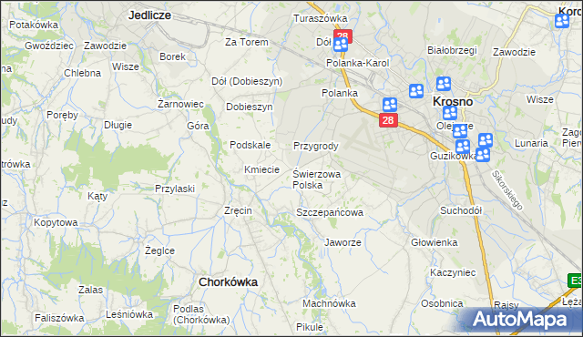 mapa Świerzowa Polska, Świerzowa Polska na mapie Targeo