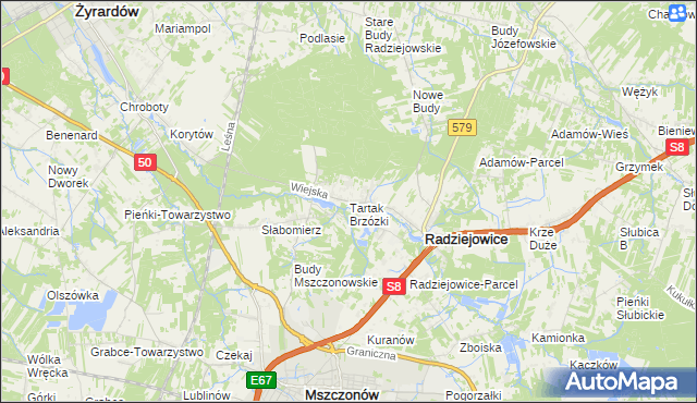 mapa Tartak Brzózki, Tartak Brzózki na mapie Targeo