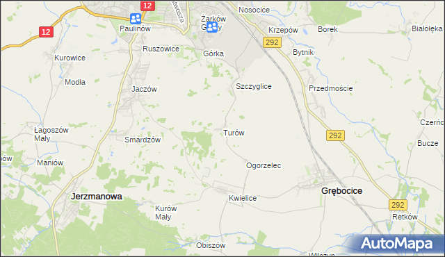 mapa Turów gmina Głogów, Turów gmina Głogów na mapie Targeo