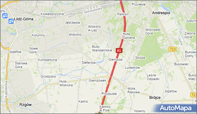 mapa Wandalin gmina Brójce, Wandalin gmina Brójce na mapie Targeo