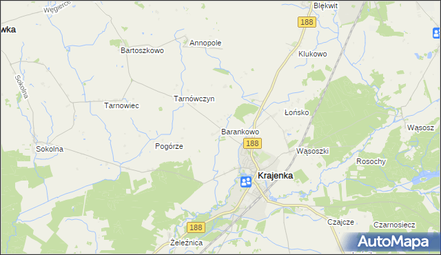 mapa Barankowo, Barankowo na mapie Targeo