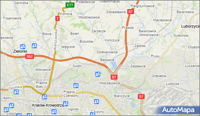mapa Batowice, Batowice na mapie Targeo