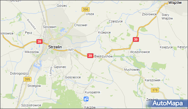 mapa Biedrzychów gmina Strzelin, Biedrzychów gmina Strzelin na mapie Targeo