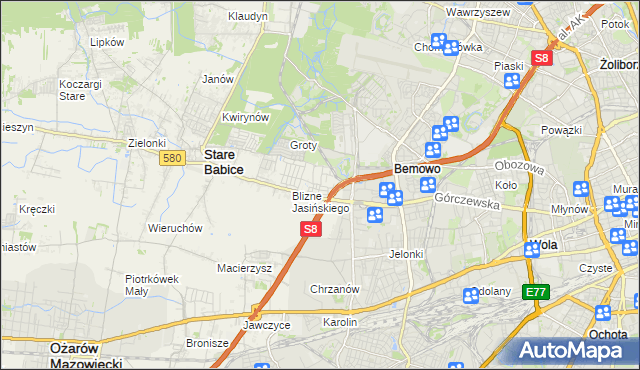 mapa Blizne Łaszczyńskiego, Blizne Łaszczyńskiego na mapie Targeo