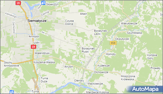 mapa Boratyniec Ruski, Boratyniec Ruski na mapie Targeo