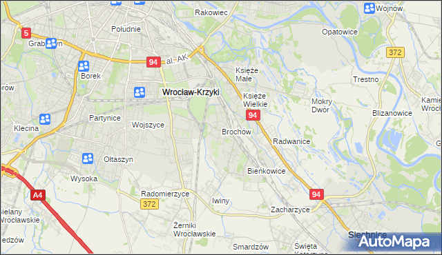 mapa Brochów gmina Wrocław, Brochów gmina Wrocław na mapie Targeo