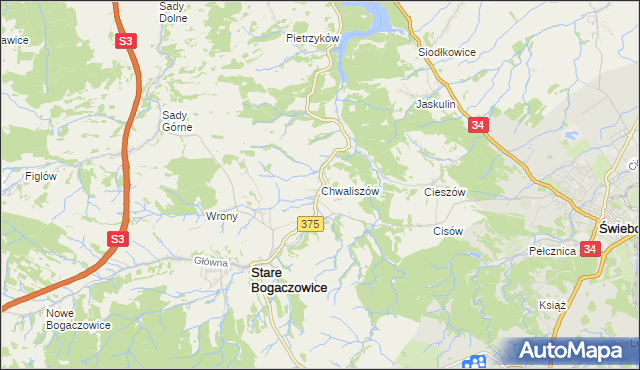 mapa Chwaliszów, Chwaliszów na mapie Targeo