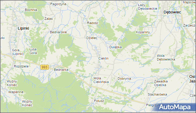 mapa Cieklin, Cieklin na mapie Targeo