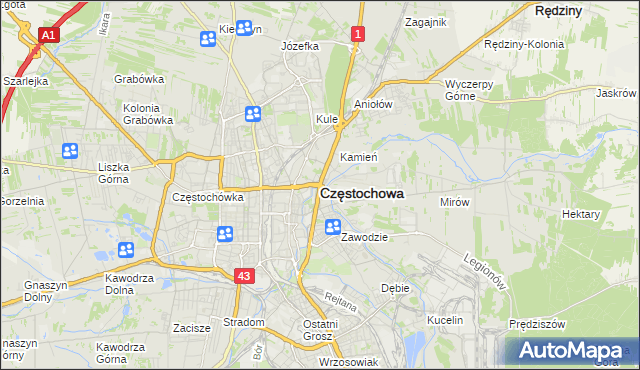 mapa Częstochowy, Częstochowa na mapie Targeo