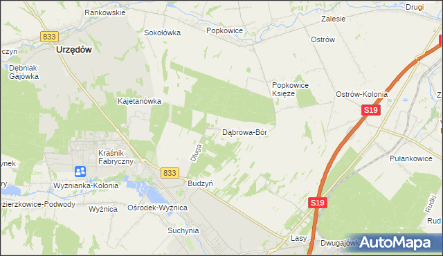 mapa Dąbrowa-Bór, Dąbrowa-Bór na mapie Targeo