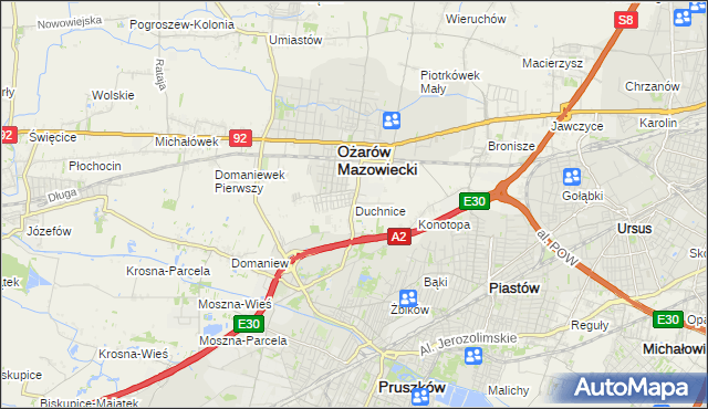 mapa Duchnice, Duchnice na mapie Targeo
