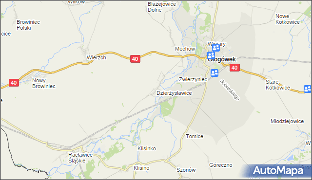 mapa Dzierżysławice, Dzierżysławice na mapie Targeo