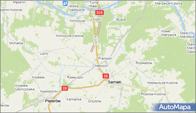 mapa Franopol gmina Sarnaki, Franopol gmina Sarnaki na mapie Targeo