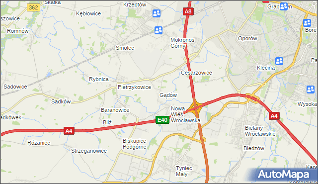 mapa Gądów, Gądów na mapie Targeo