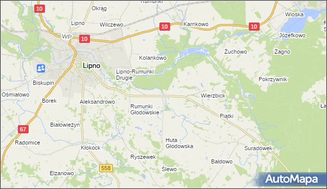 mapa Głodowo gmina Lipno, Głodowo gmina Lipno na mapie Targeo