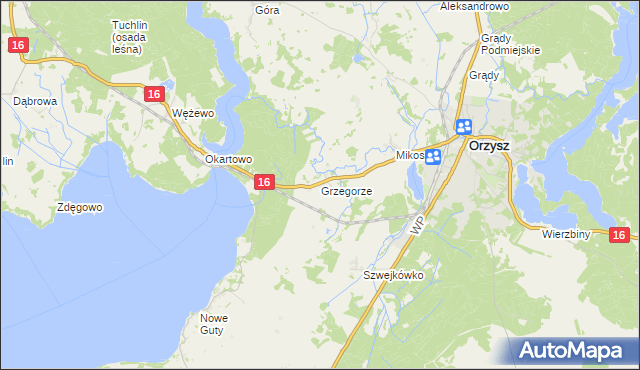 mapa Grzegorze, Grzegorze na mapie Targeo