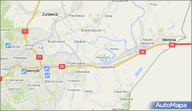 mapa Hureczko, Hureczko na mapie Targeo