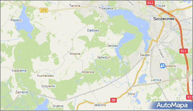 mapa Jadwiżyn gmina Szczecinek, Jadwiżyn gmina Szczecinek na mapie Targeo
