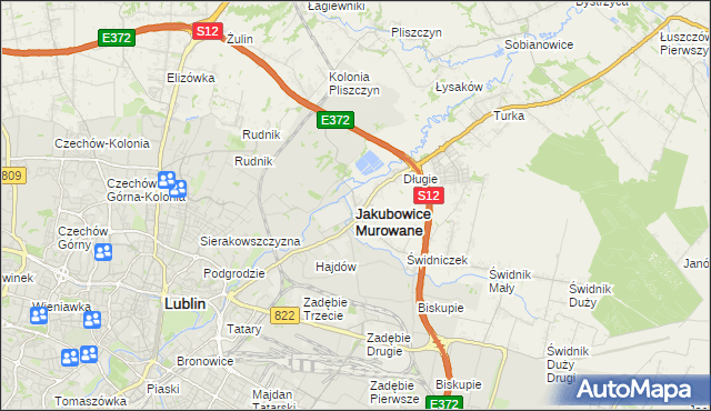 mapa Jakubowice Murowane, Jakubowice Murowane na mapie Targeo