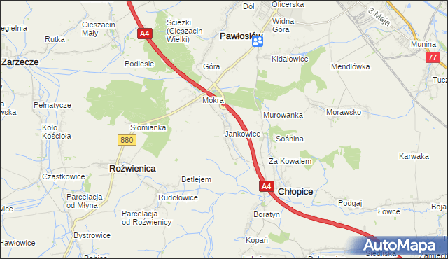 mapa Jankowice gmina Chłopice, Jankowice gmina Chłopice na mapie Targeo