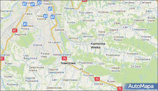 mapa Kamionka Mała gmina Kamionka Wielka, Kamionka Mała gmina Kamionka Wielka na mapie Targeo