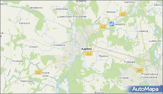 mapa Karlino, Karlino na mapie Targeo