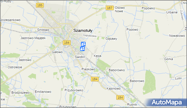 mapa Kępa gmina Szamotuły, Kępa gmina Szamotuły na mapie Targeo