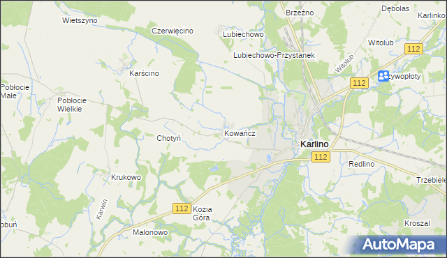 mapa Kowańcz, Kowańcz na mapie Targeo