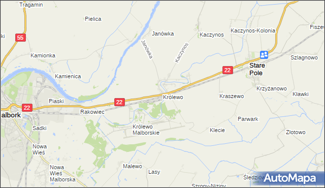 mapa Królewo gmina Stare Pole, Królewo gmina Stare Pole na mapie Targeo