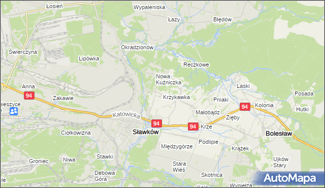 mapa Krzykawka, Krzykawka na mapie Targeo