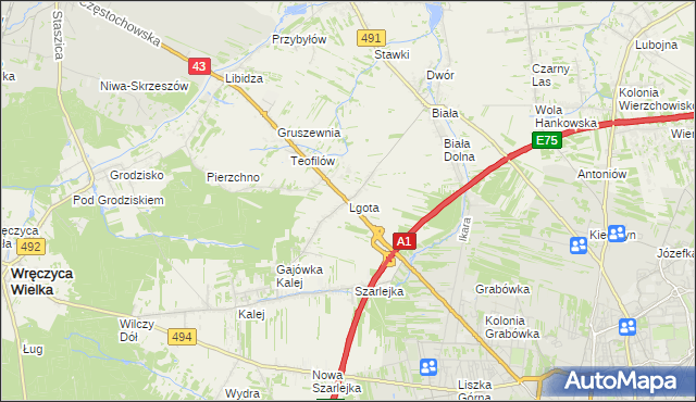 mapa Lgota gmina Kłobuck, Lgota gmina Kłobuck na mapie Targeo