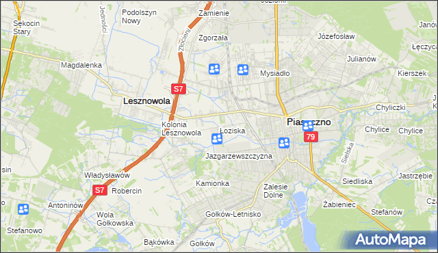 mapa Łoziska, Łoziska na mapie Targeo