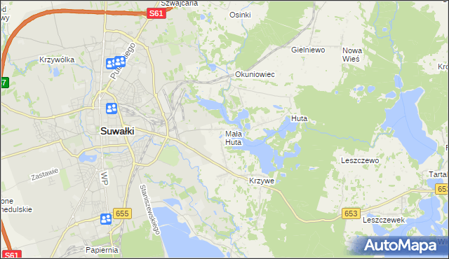 mapa Mała Huta gmina Suwałki, Mała Huta gmina Suwałki na mapie Targeo