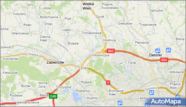 mapa Modlniczka, Modlniczka na mapie Targeo