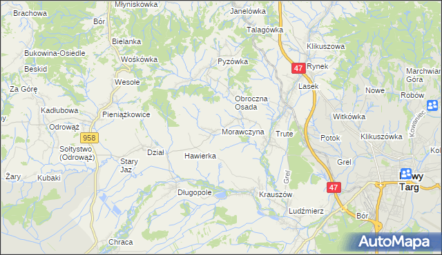 mapa Morawczyna, Morawczyna na mapie Targeo