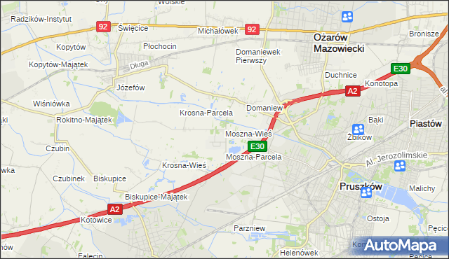 mapa Moszna-Wieś, Moszna-Wieś na mapie Targeo