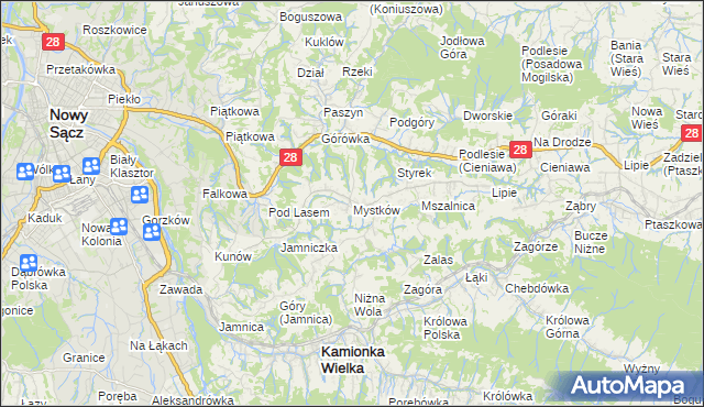 mapa Mystków, Mystków na mapie Targeo