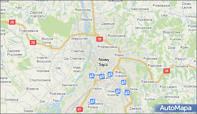 mapa Nowego Sącza, Nowy Sącz na mapie Targeo