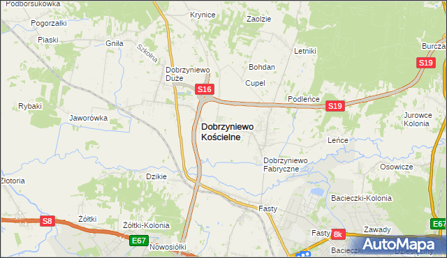 mapa Ogrodniki gmina Dobrzyniewo Duże, Ogrodniki gmina Dobrzyniewo Duże na mapie Targeo