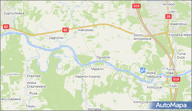 mapa Ogrodniki gmina Siemiatycze, Ogrodniki gmina Siemiatycze na mapie Targeo