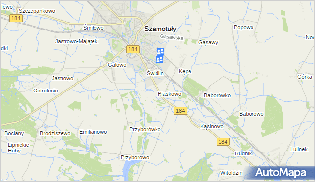 mapa Piaskowo gmina Szamotuły, Piaskowo gmina Szamotuły na mapie Targeo