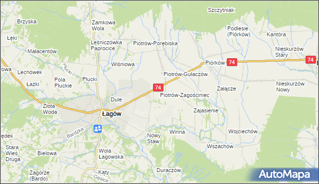 mapa Piotrów-Zagościniec, Piotrów-Zagościniec na mapie Targeo
