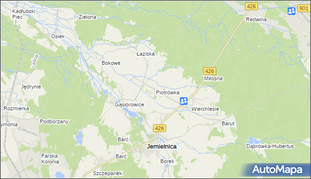 mapa Piotrówka gmina Jemielnica, Piotrówka gmina Jemielnica na mapie Targeo