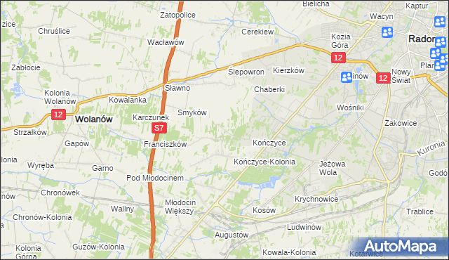 mapa Podkończyce, Podkończyce na mapie Targeo