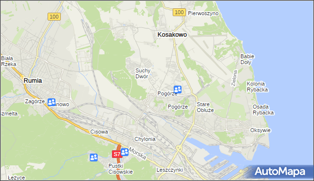 mapa Pogórze gmina Kosakowo, Pogórze gmina Kosakowo na mapie Targeo