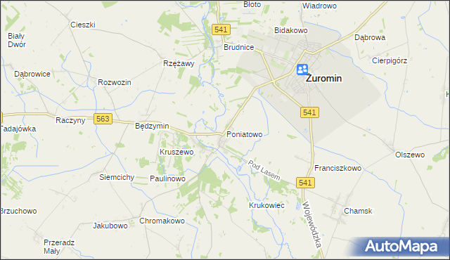 mapa Poniatowo gmina Żuromin, Poniatowo gmina Żuromin na mapie Targeo