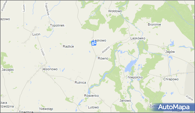 mapa Równo gmina Barlinek, Równo gmina Barlinek na mapie Targeo